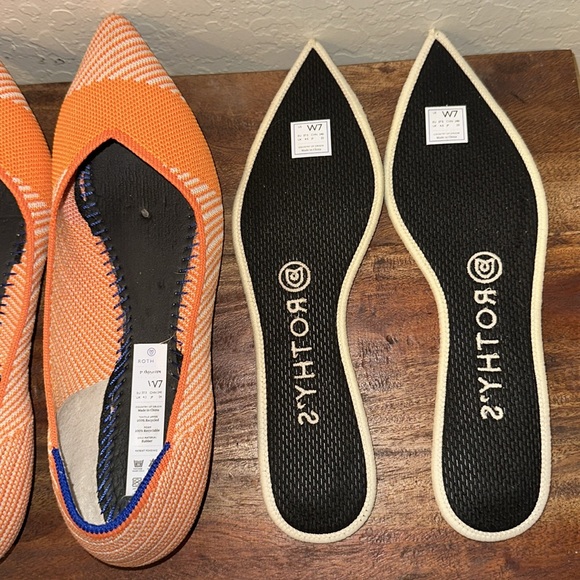 Rothy’s Orange Sherbet The Points Flats Shoes 7 - Picture 10 of 10